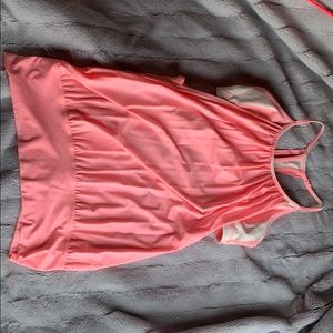 LULU lemon pink tank with built in sports bra